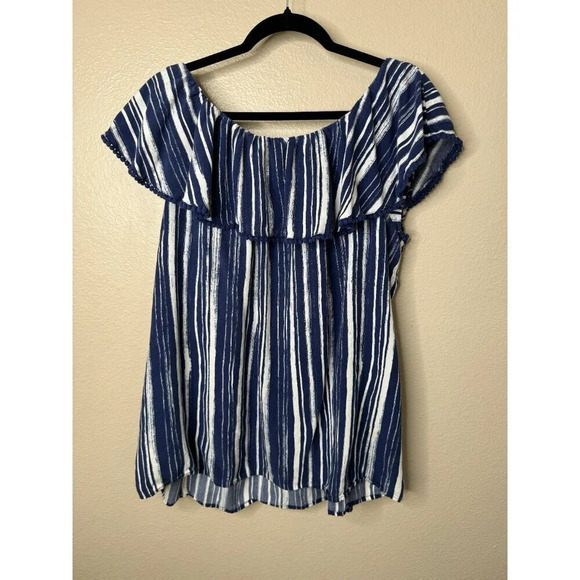 Faded Glory Women's Blue Short Sleeve Blouse, short sleeve blouse, blue blouse - Picture 3 of 8